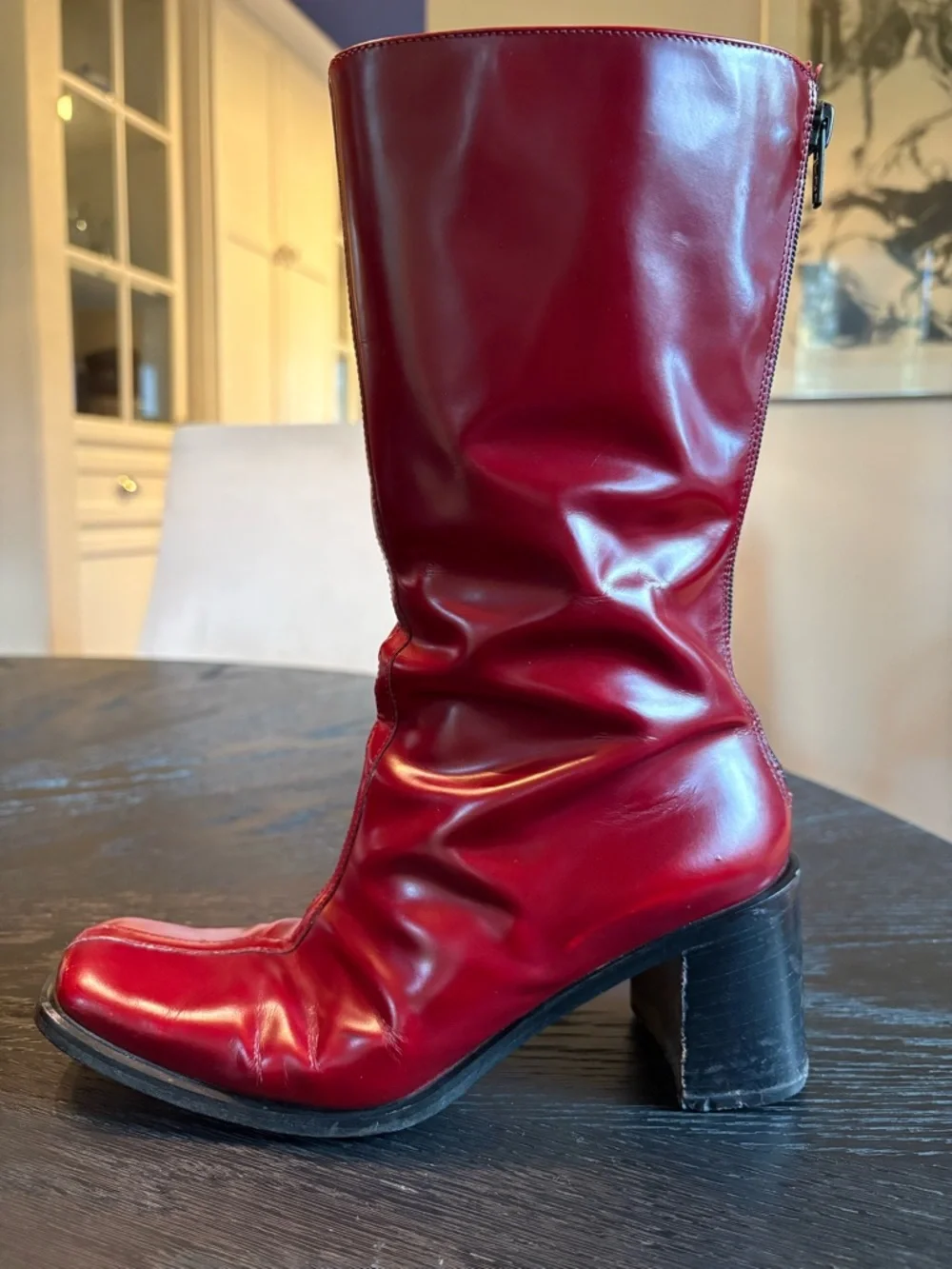 COACH Virginia J021 Burgundy Leather Square Toe Boots Made in Italy Size 6B - Picture 7 of 15